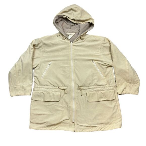 Men’s Issey Mikaye WINDCOAT Brand‎ Hooded Parka Jacket Off White Size XS